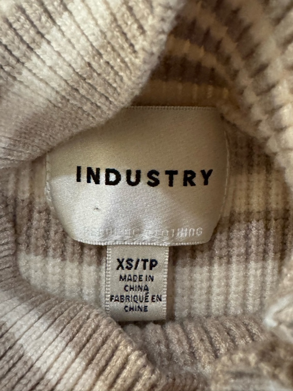 Striped Knit Cowl Neck Sweater in Cream and Taupe - Picture 6 of 8